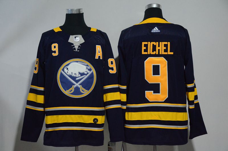 Men Buffalo Sabres 9 Eichel Blue Hockey Stitched Adidas NHL Jerseys